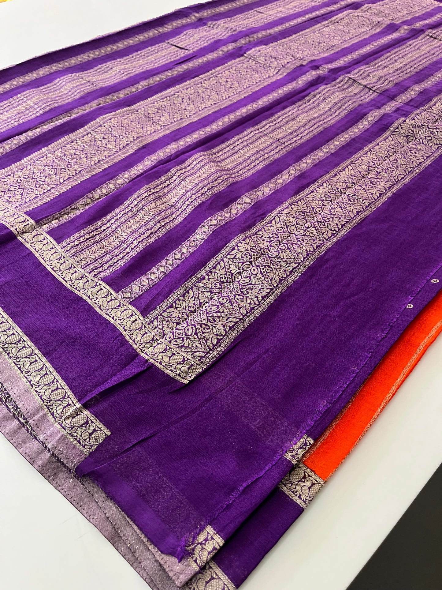 Designer crape Chinnon saree