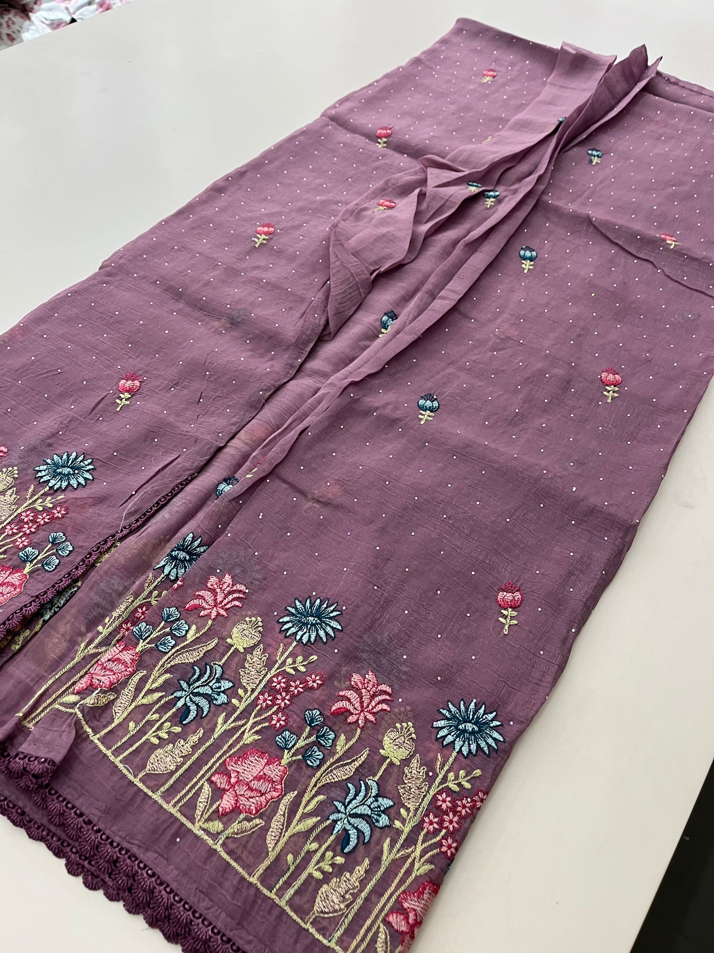 Organza Fancy Saree Embroidery