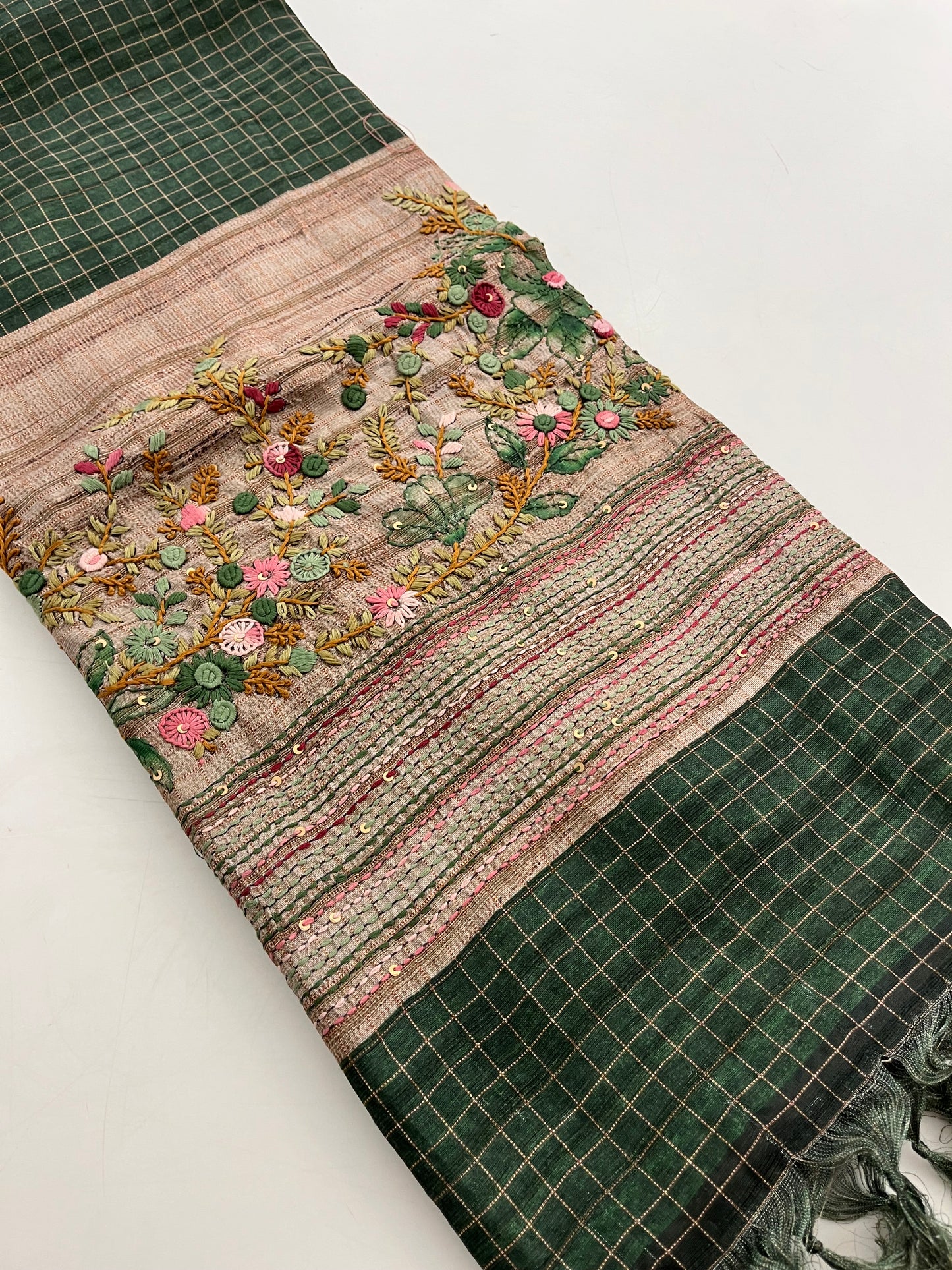 Linen Tussar designer saree