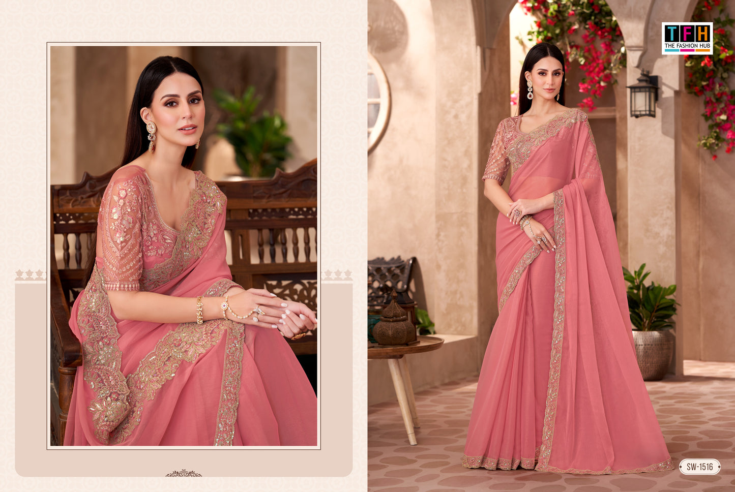 Partywear Pastel pink Designer Saree