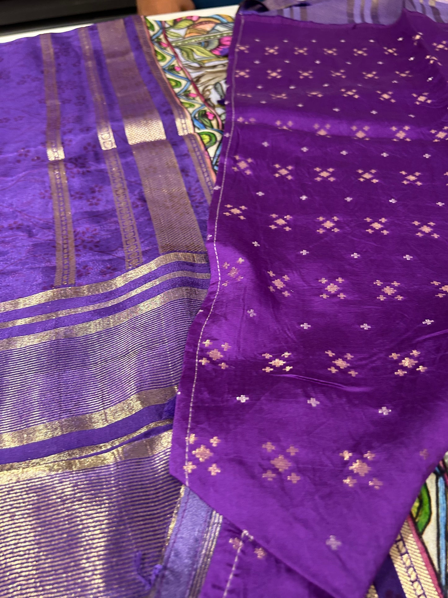 Kalamkari Printed Semi Mysore Silk Saree Grey-AP16