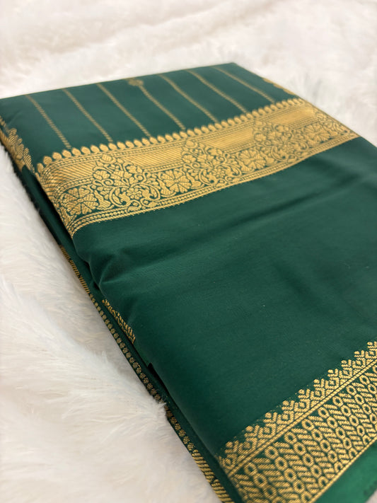 Bottle Green Semi Mysore Silk Saree-J104