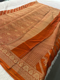 Premium Laser Chiffon Saree – Orange AU26