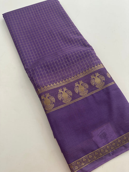 Fancy Checks Crape Silk Saree -M30