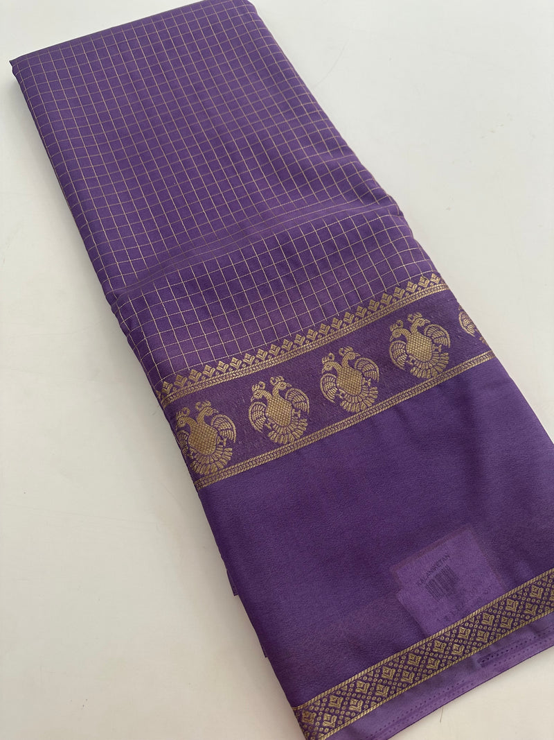 Fancy Checks Crape Silk Saree -M30
