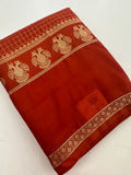 Fancy Checks Crape Silk Saree -M30
