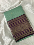 JU18 - Pista X Purple Checks Semi Silk Saree