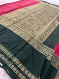 Crepe Silk Sarees in Gold weaving and Big Bentex Border,, comes in checkered pattern and contrast blouse piece 🌹