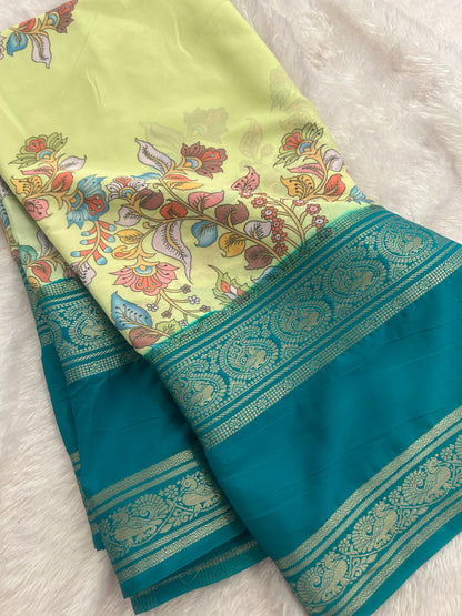 Floral Printed Semi Mysore Silk