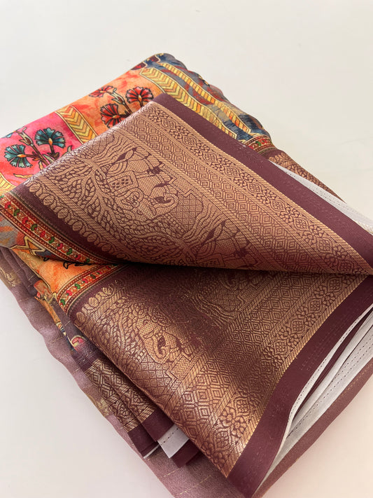 Printed Tussar silk
