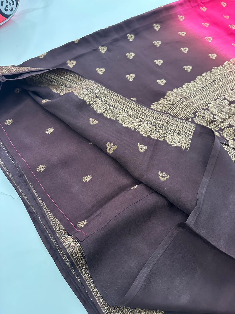 Dyed Crape Saree weaving, Butta, and weaving border🌹-AU2