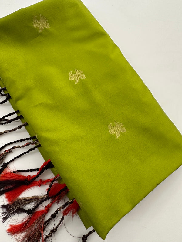 🌹4 shades of semi kanchi soft silk sarees in beautiful combinations in contrast blouse🌹