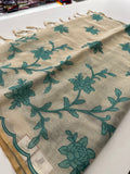 Appliqué work linen sarees🌹 -AU5