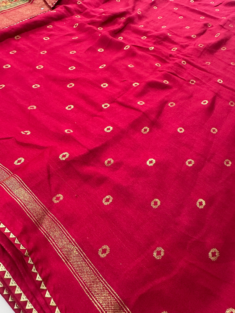 Crush Patola Bandhini Saree – Blue X Red AU24