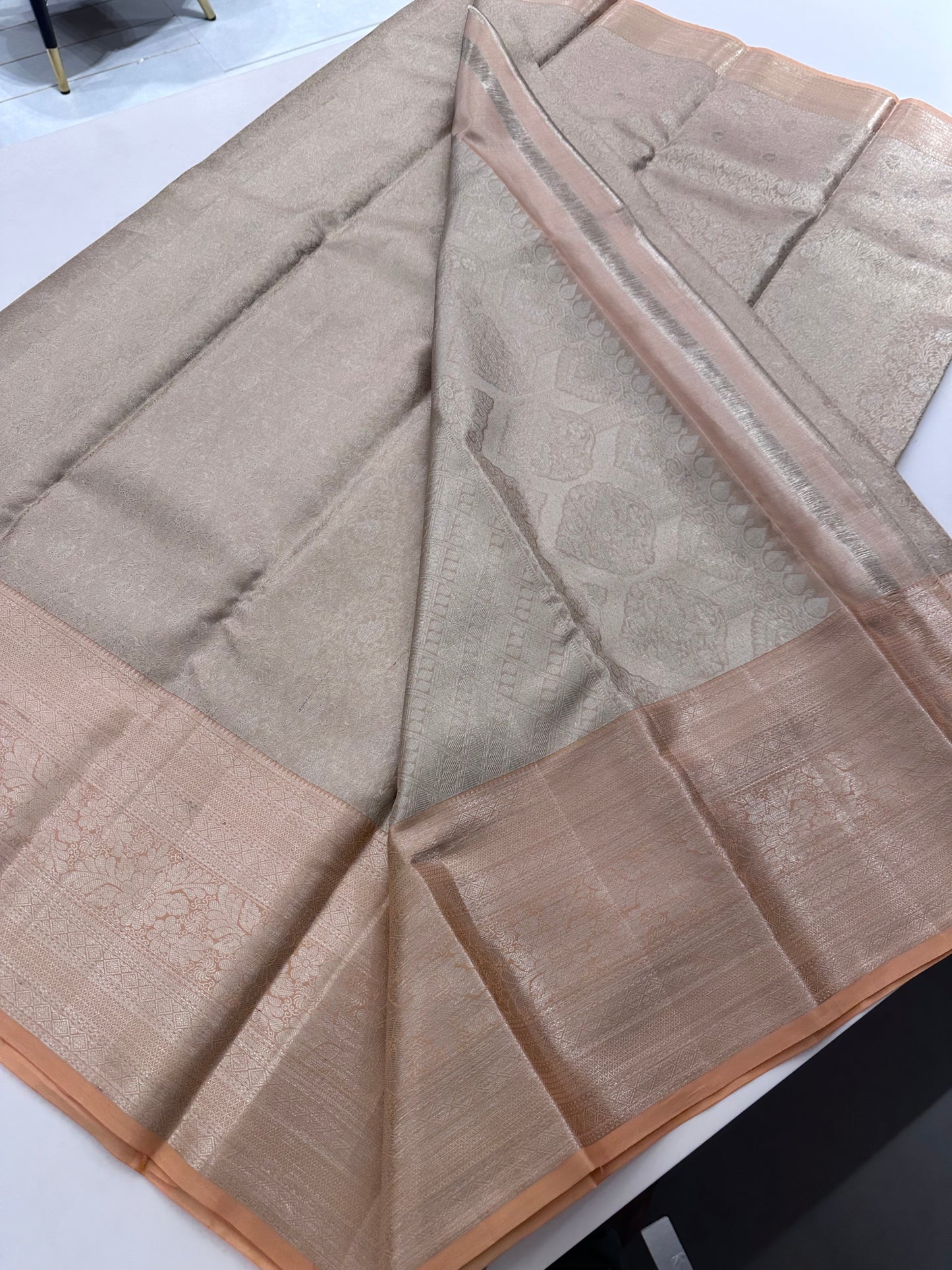 210- Pure Silk Wedding collection light peach tissue