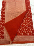 Rust Heritage Linen Designer Saree with Butta Design 🌹-AU2