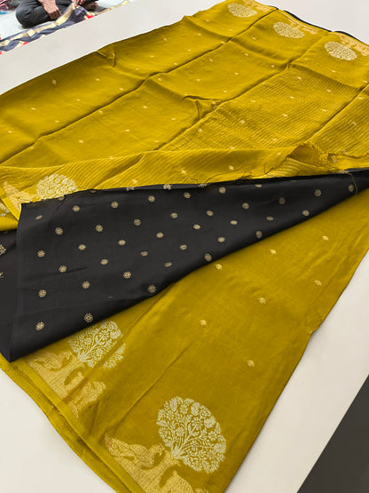 Banarasi Raspberry crepe silk