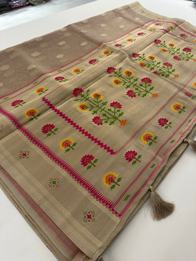 Tissue Organza Paithani Pallu-JU4