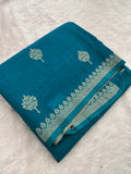 Sapphire Blue Linen Heritage Designer Saree with Butta - AU18