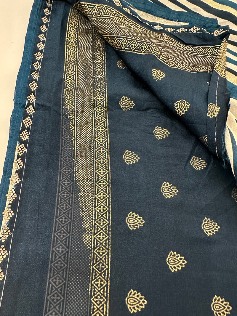 Lehariya Design with stone border crape chiffon premium sarees🌹-JU25
