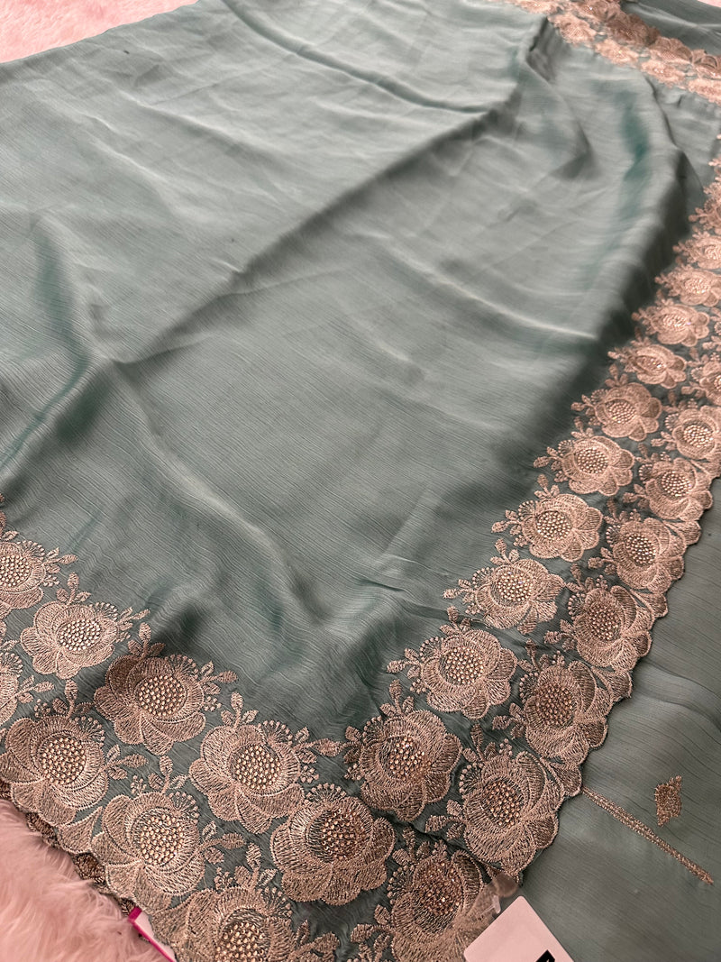 Soft Organza Silver Work-M12