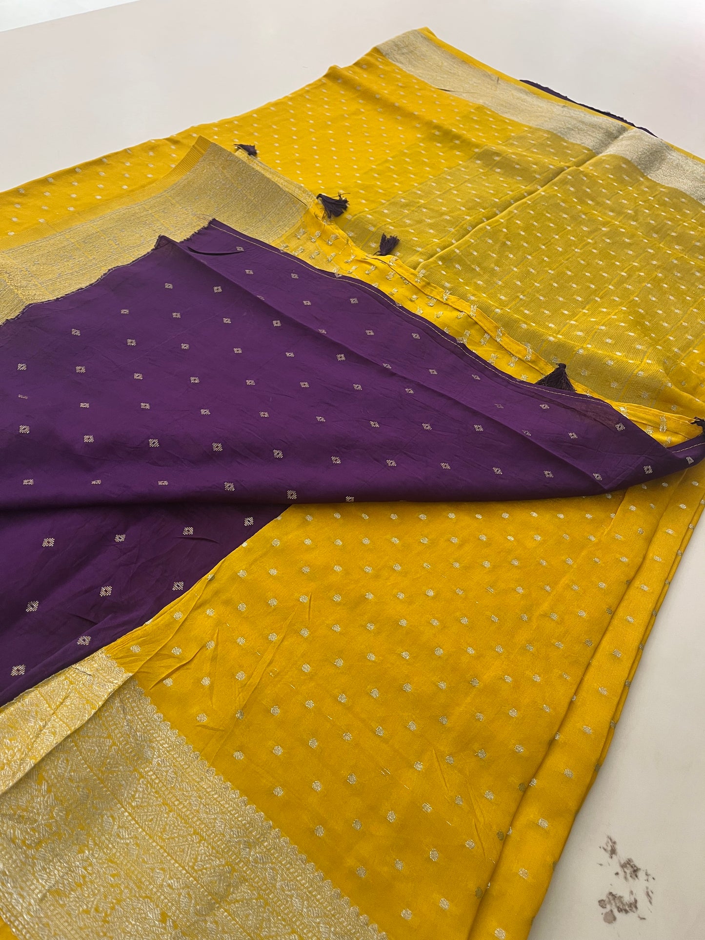 Banarsi Crape Silver Butties