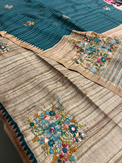 Linen Tussar designer saree