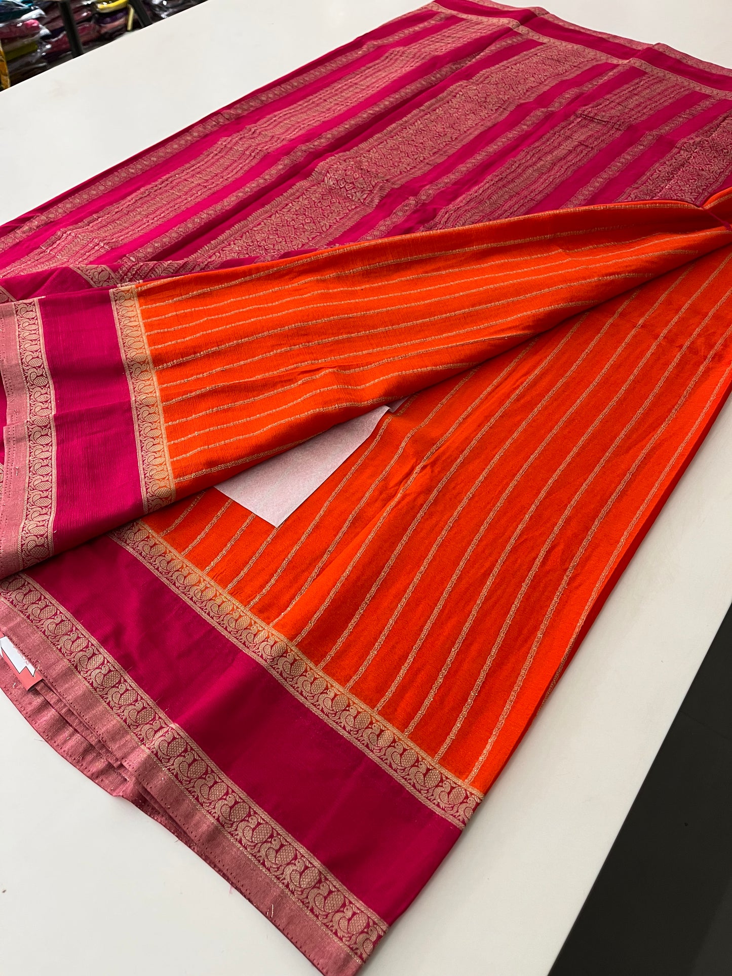 Designer crape Chinnon saree