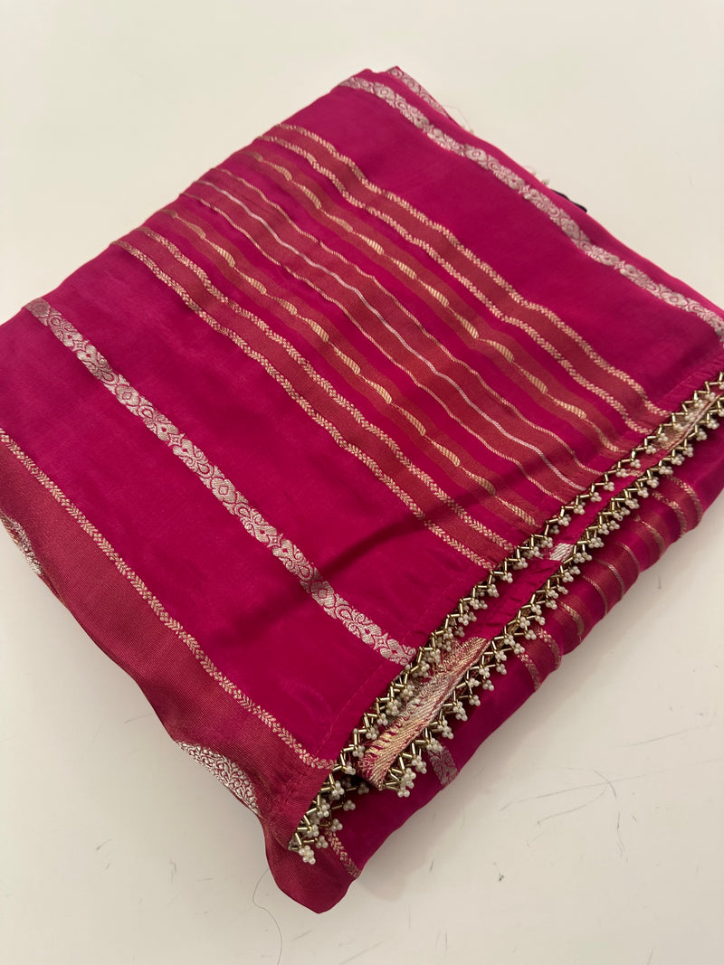 Cut Dana Work Border Chinnon Saree -AU6