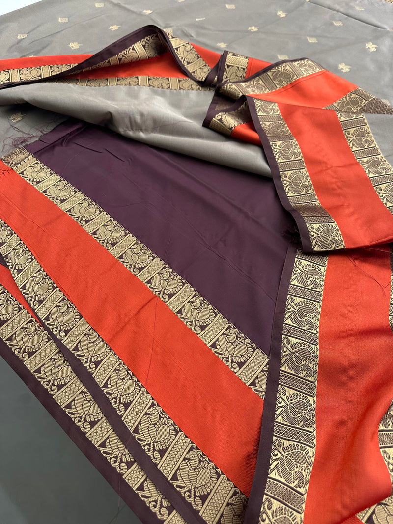 New Semi Soft silk Sarees From Kanchi in beatiful Borders-JU20