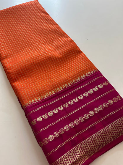 Crape Banarasi Checks Contrast