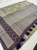 Traditional South Indian Style Crafred Pure Viscose Saree Distinguished by intricate weaving🌹 -JU15
