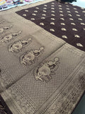 Venkatagiri fancy soft Linen Cotton sarees with self blouse and fancy Border and Butties all over🌹 - AU12