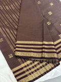 Brown Semi Mysore Silk Checks Saree with Butta - AU13