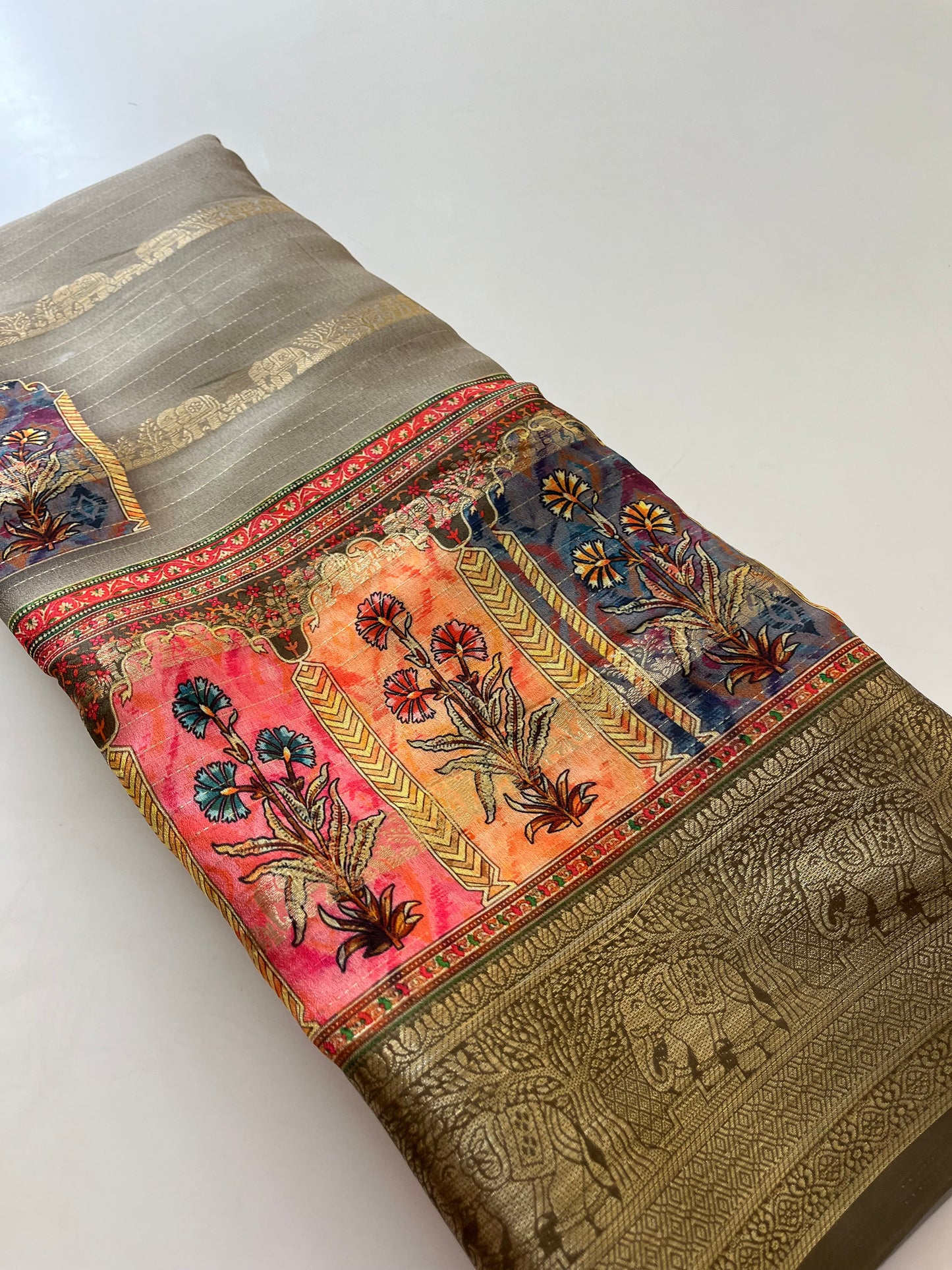 Printed Tussar silk