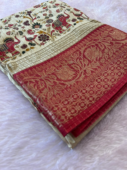 Tussar fancy saree printed