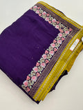 🌹Light Weight Soft Premium Georgette Chiffon Sarees With Contrast Work Blouse Looks Beautiful When Draped🌹
-JU18