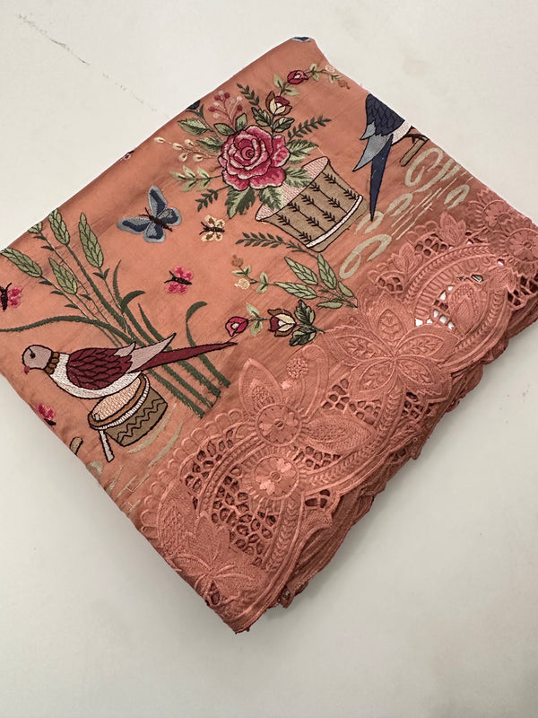 Cut Work Designer Full Embroidery Work Pure Tussar-J20