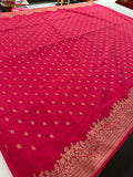 Venkatagiri fancy soft Linen Cotton sarees with self blouse and fancy Border and Butties all over 🌹-AU9
