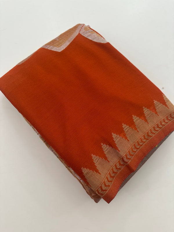Designer Saree - Rust Crepe Georgette JU17