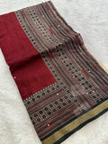 Premium Designer Chanderi Mul Fabric With Designer Border and Weaving Pallu with Tassels❤️❤️-JU3