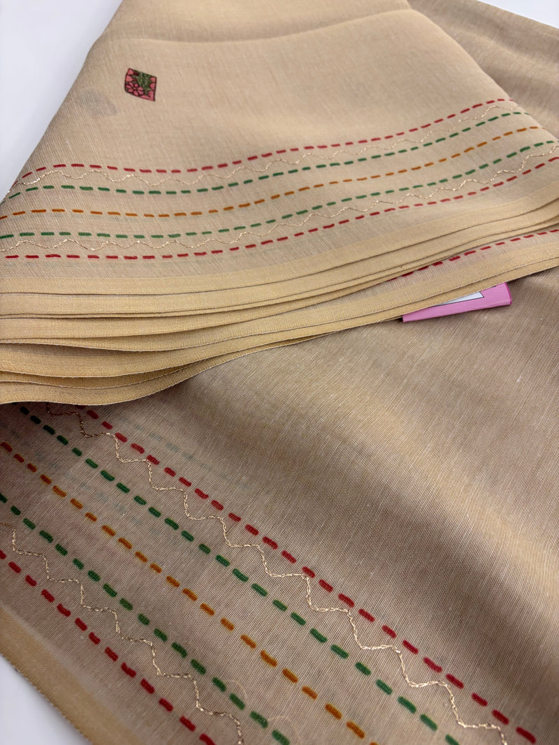 Tussar Katha Work Fancy Saree-Au10