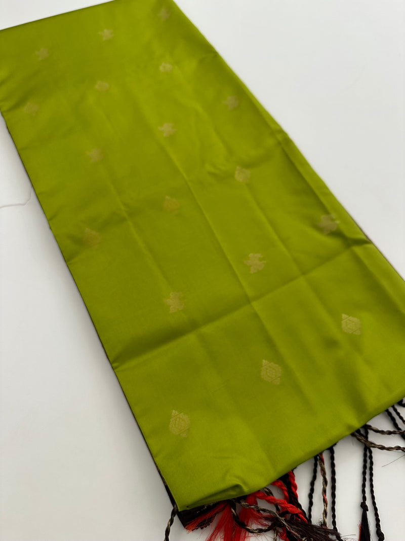 🌹4 shades of semi kanchi soft silk sarees in beautiful combinations in contrast blouse🌹
