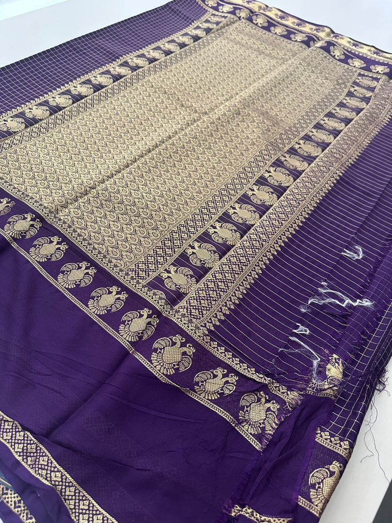 Fancy Checks Crape Silk Saree -M30