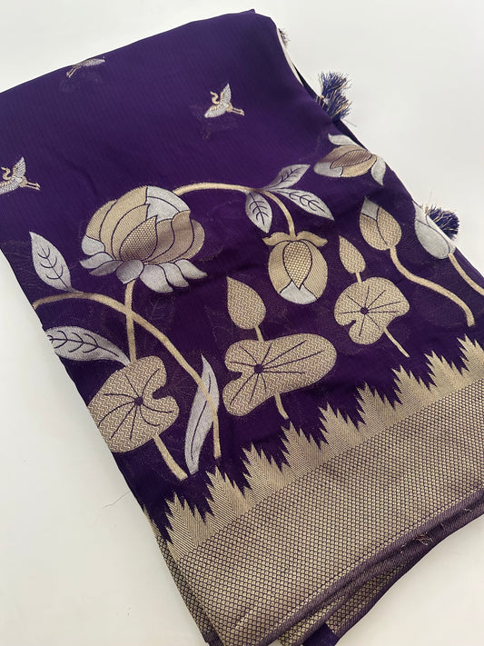 Jute Chiffon Premium Designer Saree-M26