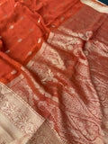 Laser Chiffon Saree Rust Orange Shade- JU17