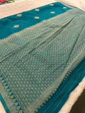 Sapphire Blue Linen Heritage Designer Saree with Butta - AU18