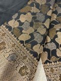 JU18 - Black Floral Soft Silk Designer Saree