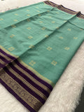 Semi Crepe Checks Saree - Pastel Blue x Purple AU25
