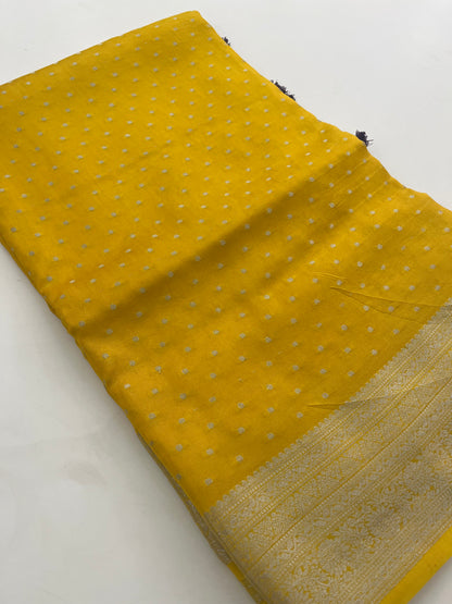 Banarsi Crape Silver Butties